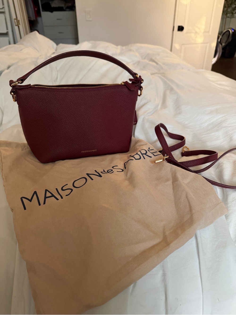AUTH Maison de Sabre The Small Soft Hobo Plum Red (Wine/Burgundy) - Picture 2 of 10